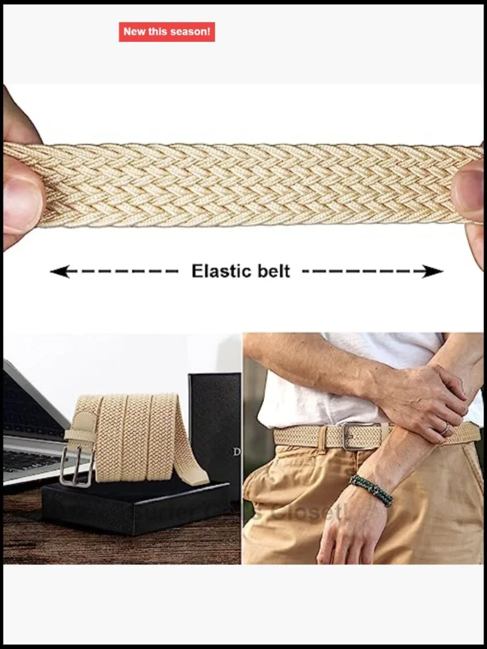 Elastic Woven Stretch Braided Belt for Men Casual Golf